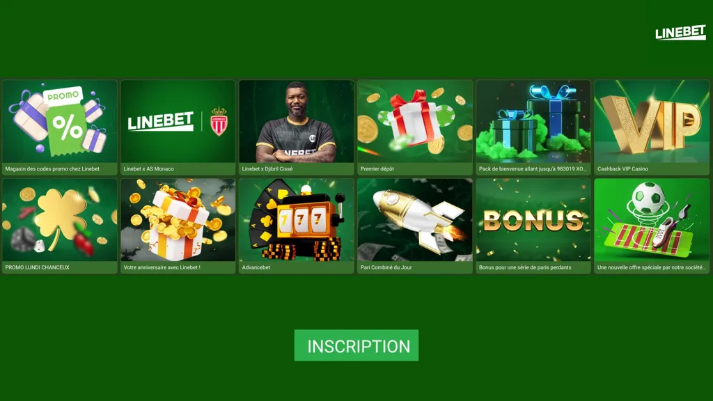 Promos accessibles avec le code Linebet
