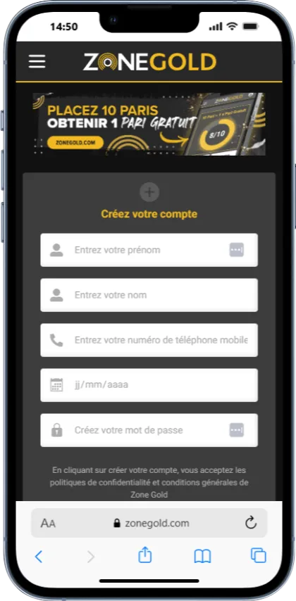 Inscription Premier Bet Zone
