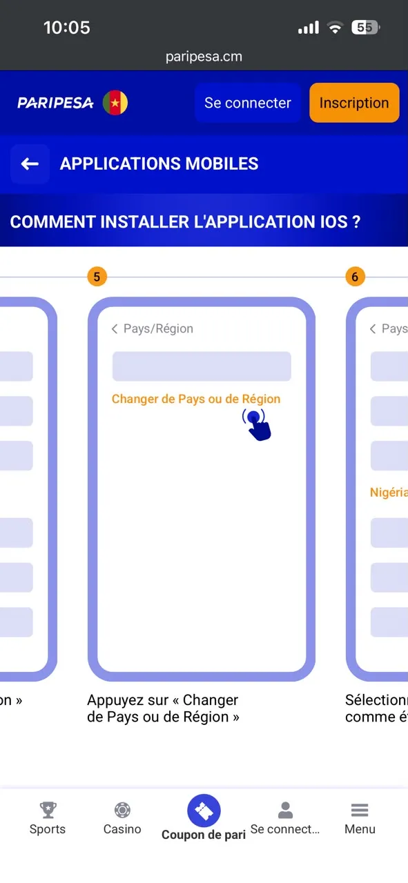Telechargement application Paripesa ios