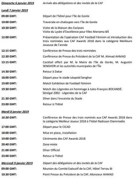 Le programme des CAF Awards
