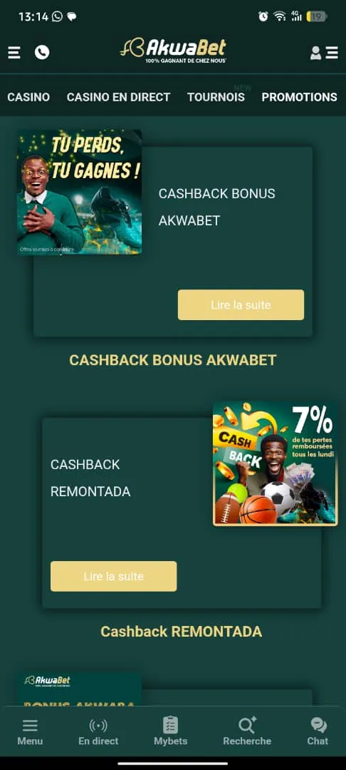 4 promotions en cours sur Akwabet APK