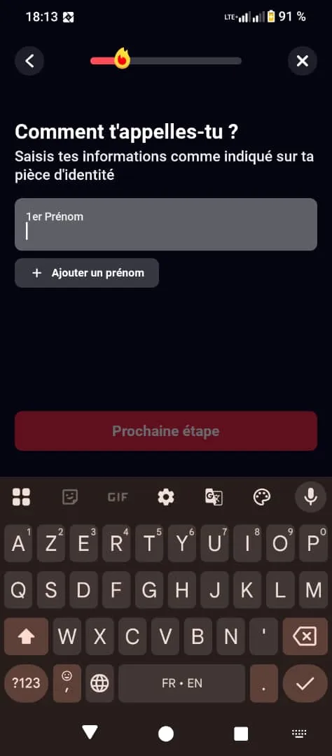 Formulaire d'inscription application betclic suite