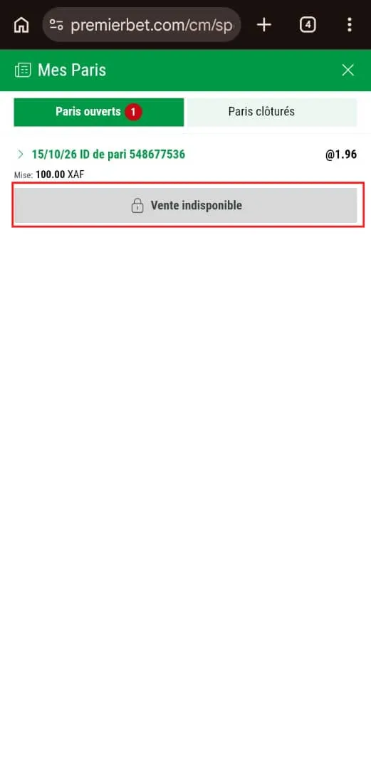 Avis sur le cashout de premier bet