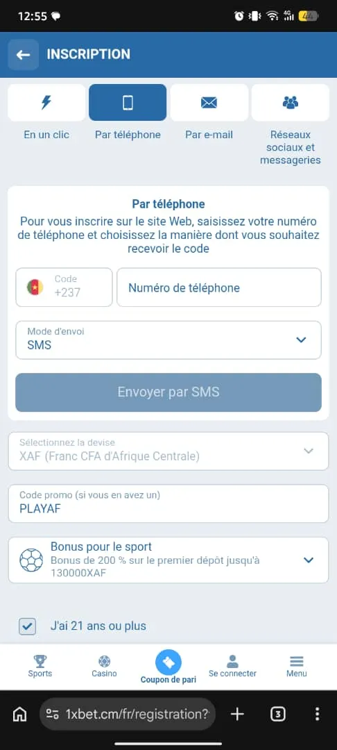 Comment remplir le formulaire d'inscription 1xBet