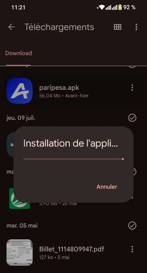 Installation Apk paripesa