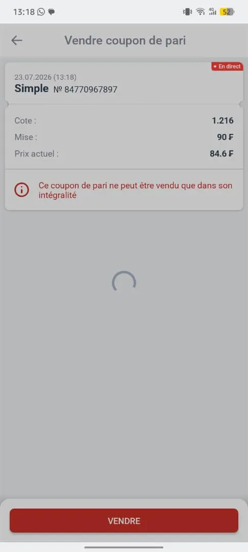 Fonctionnalit&eacute; Cash out test&eacute;e sur l'app Megapari