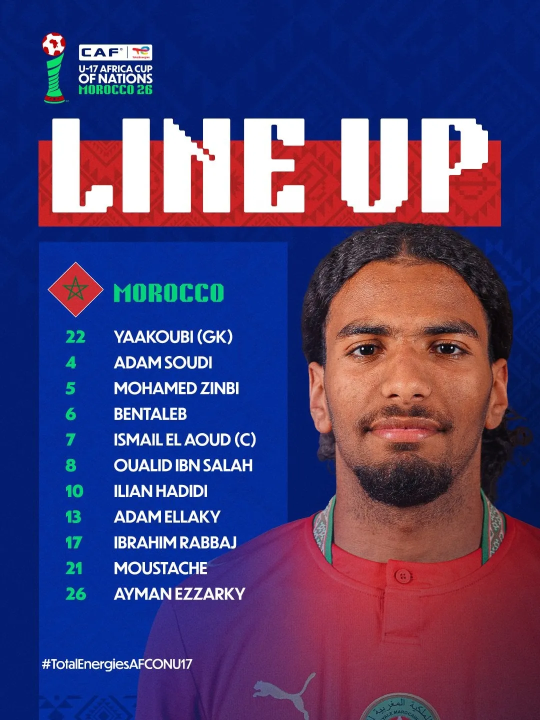 Compo Maroc U17 contre Cameroun