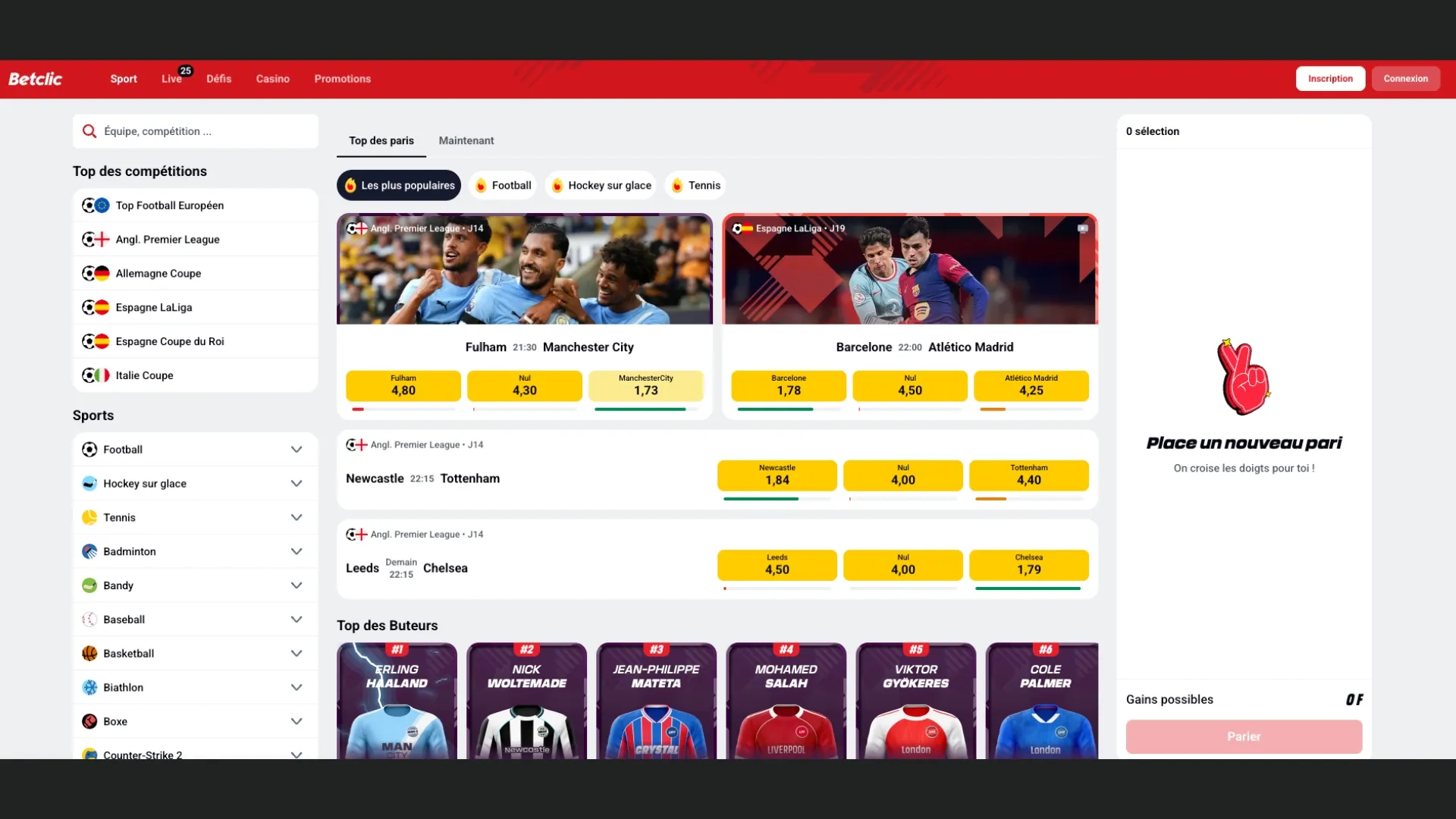Interface de Betclic CI en Afrique, site de paris sportifs pour la Coupe du monde 2026
