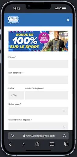 Ouvrez un compte avec le code promo Guinée Games