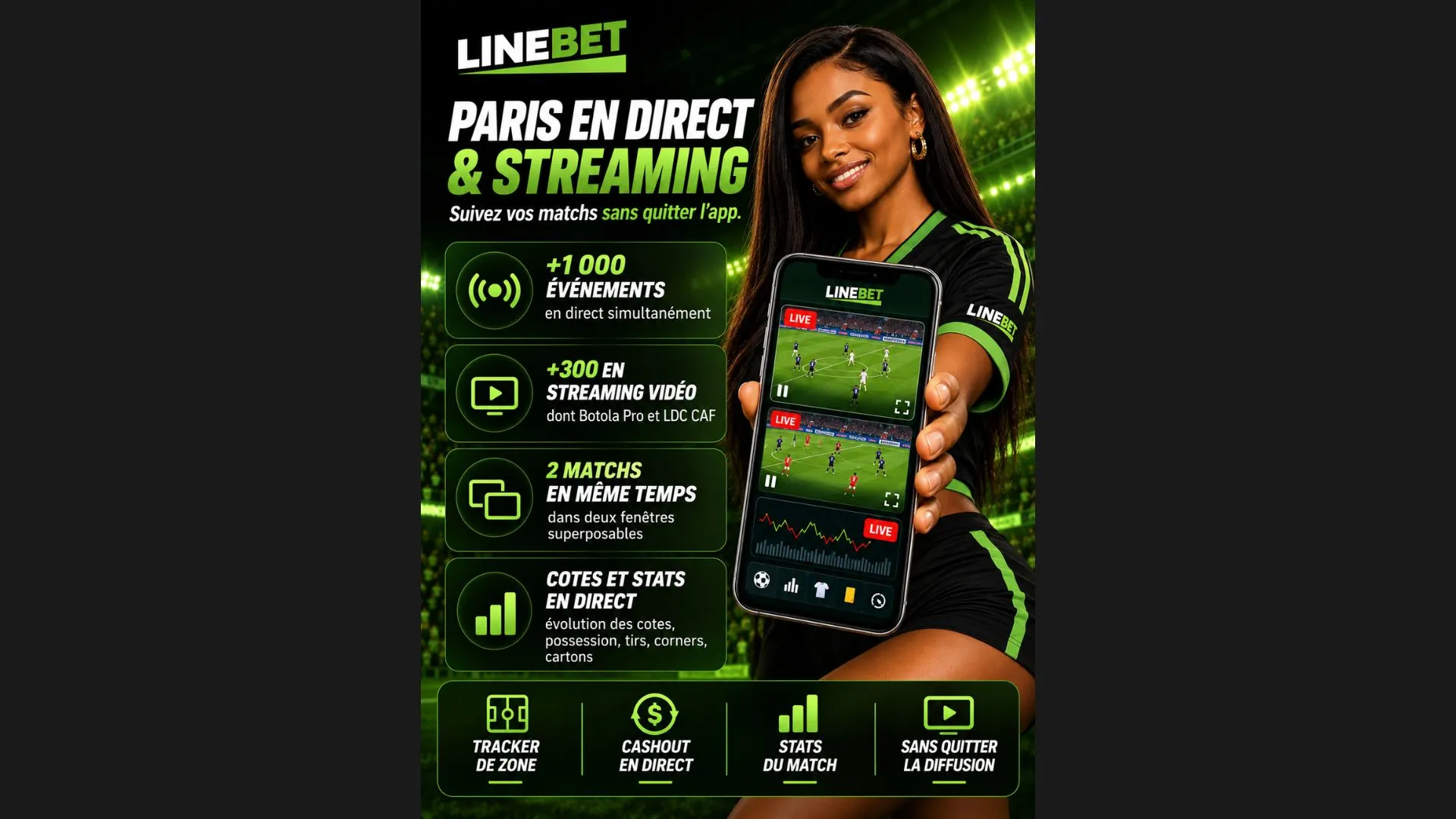 Paris en direct et streaming sur l'APK Linebet : cotes, statistiques et deux matchs en simultan&eacute;