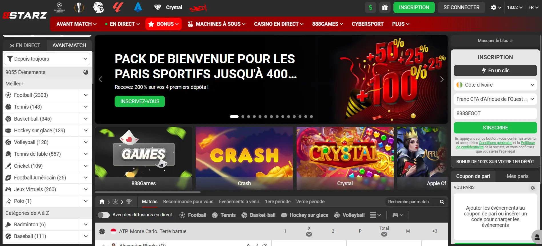 Meilleur Bonus Bienvenue 888starz