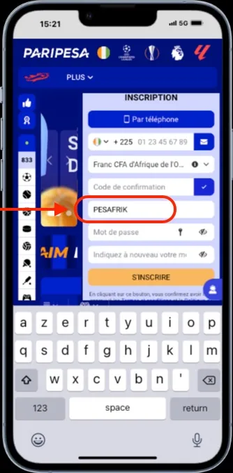 Créez un compte Paripesa avec le code bonus