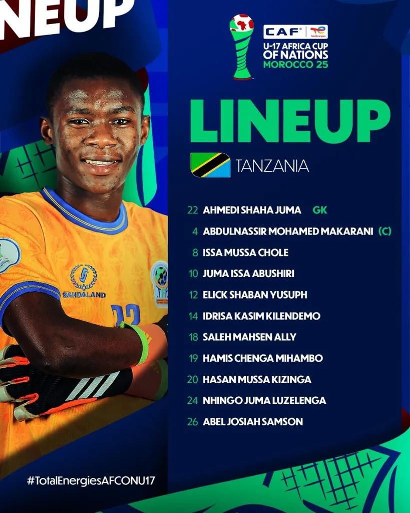 Compo Tanzanie U17 contre Maroc U17