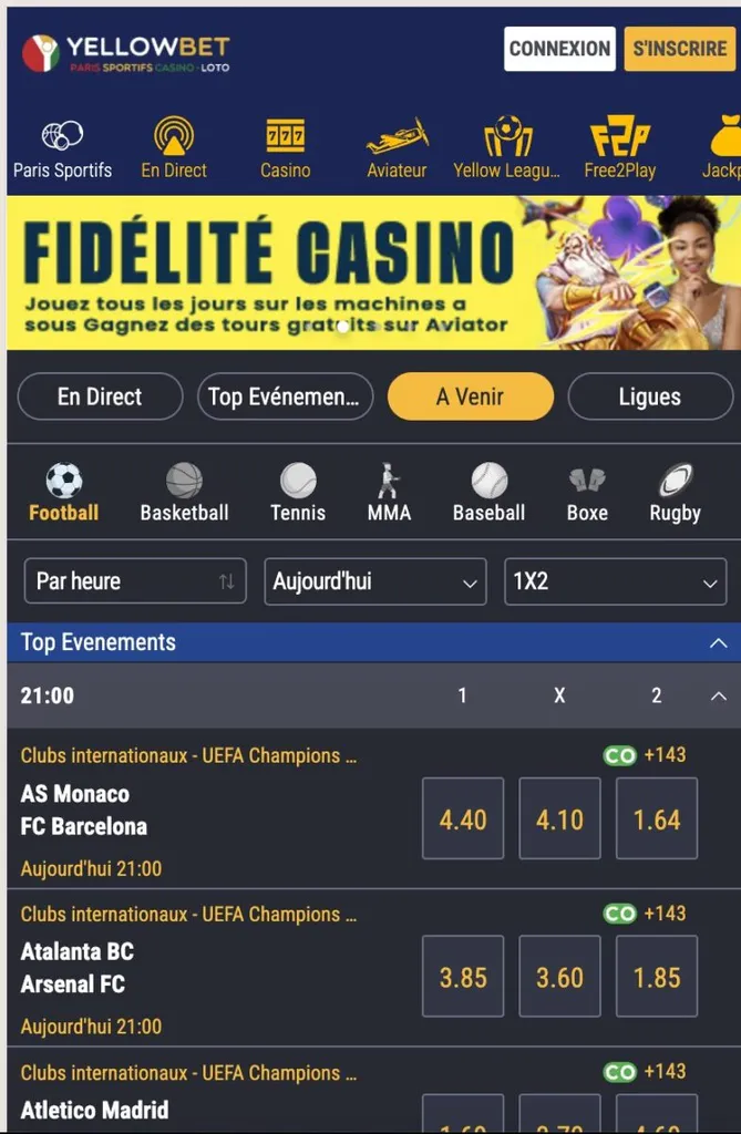 Parier sur l'APK Yellowbet