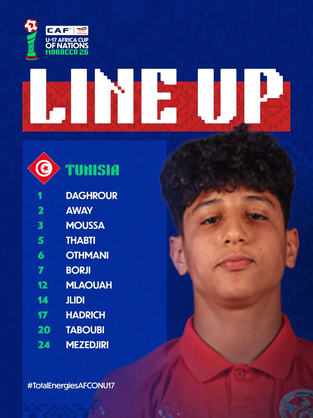 Compo Tunisie U17 contre Maroc U17
