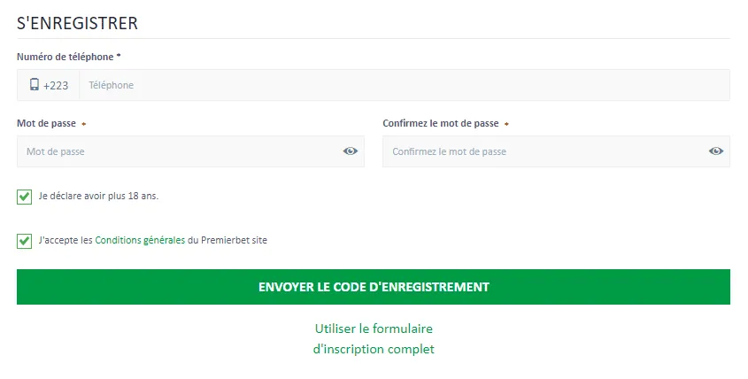 inscription premier bet