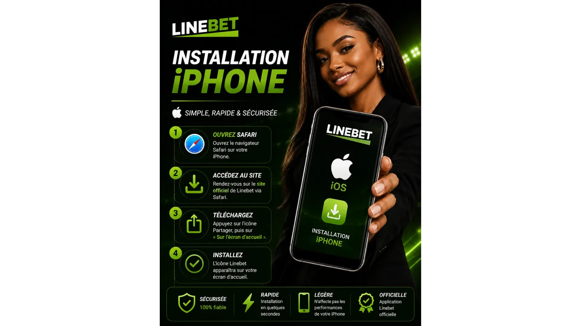 Installation de Linebet sur iPhone via Safari et l'&eacute;cran d'accueil