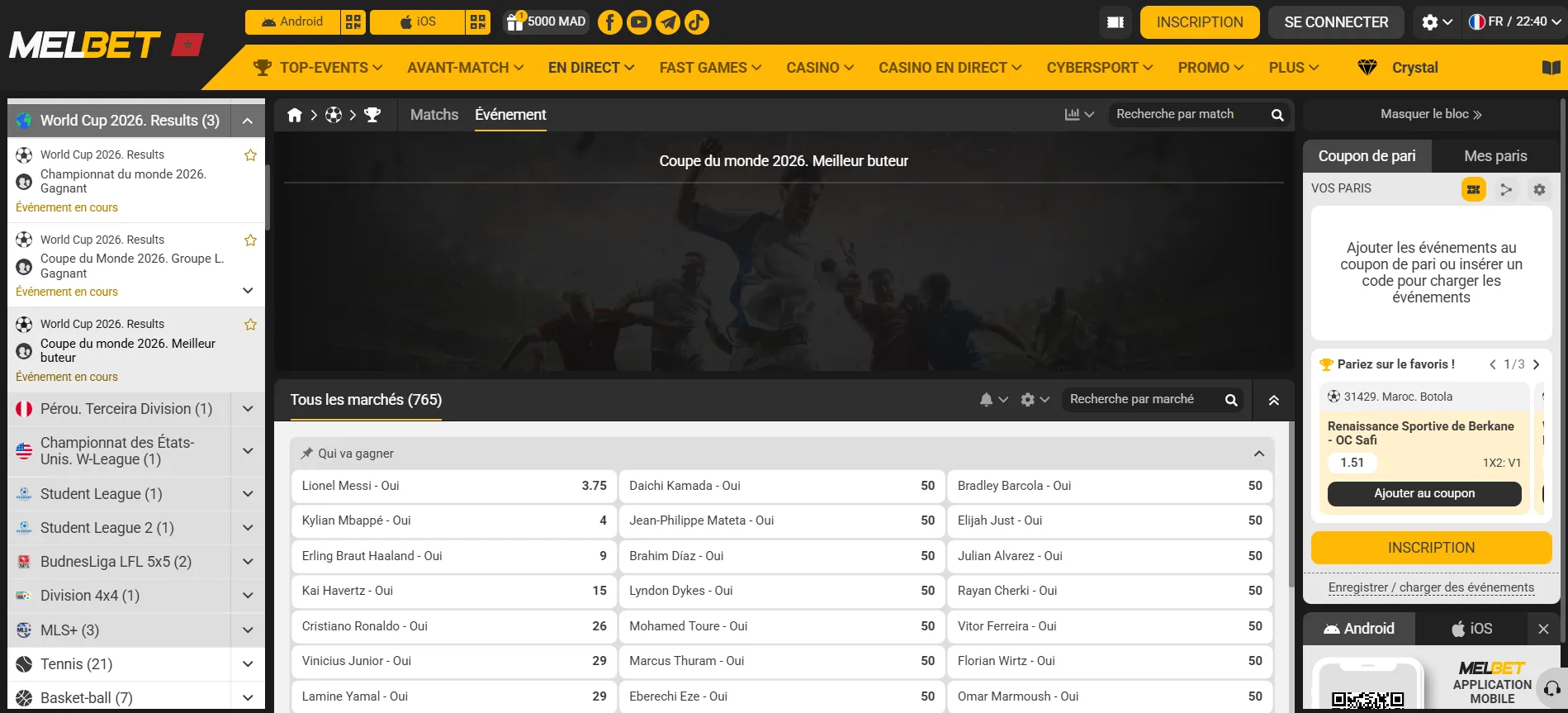cotes meilleurs buteurs cdm code promo melbet