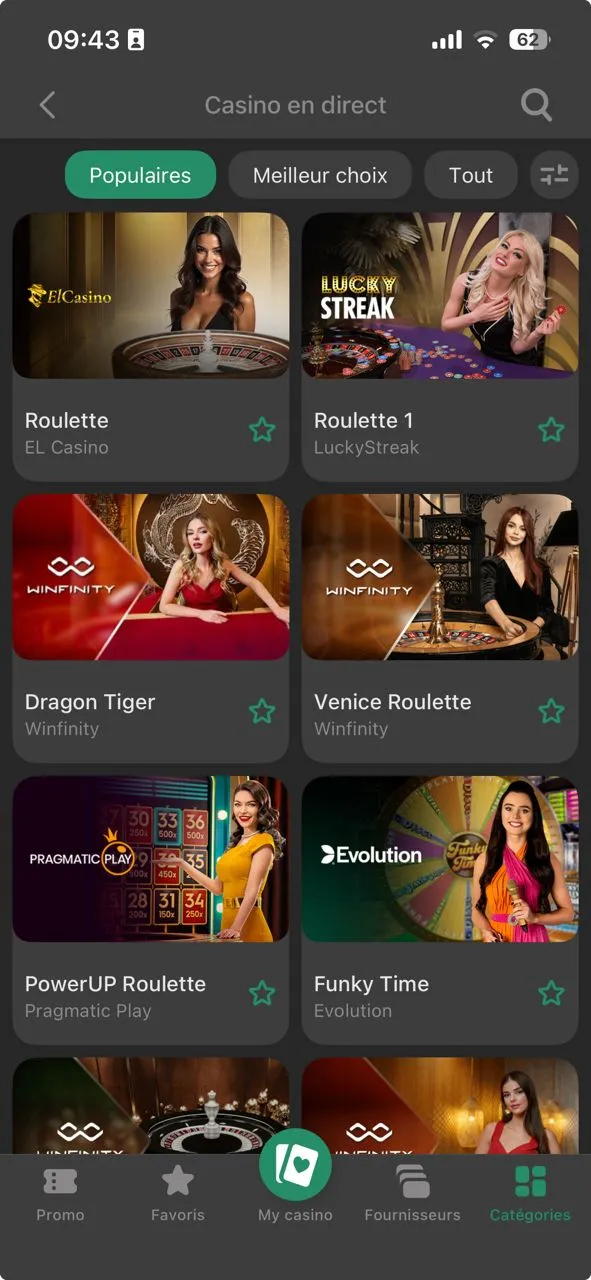 Avis sur le casino en direct de BetWinner