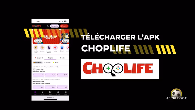 T&eacute;l&eacute;charger l&rsquo;APK Chopbet CI sur mobile via Android