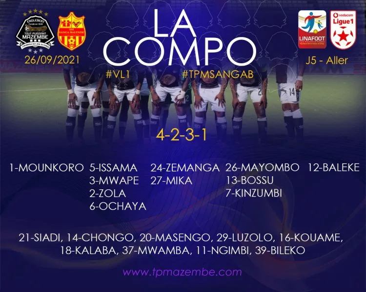 Composition TP Mazembe-SM Sanga Balende
