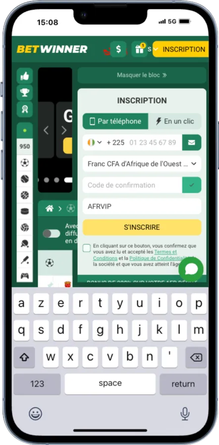 T&eacute;l&eacute;charger l'APK Betwinner pour faire la proc&eacute;dure d'inscription