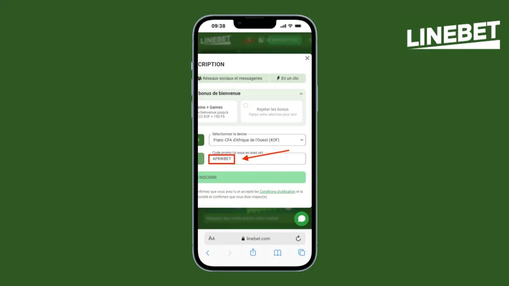 Faites votre inscription sur l'app Linebet