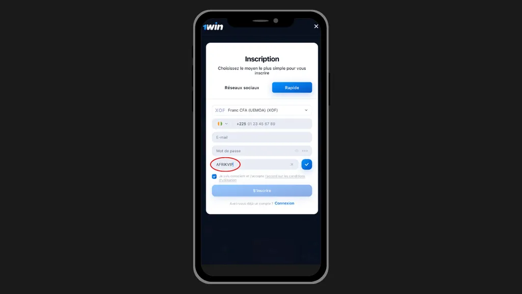 Inscription-sur-lapplication-1win