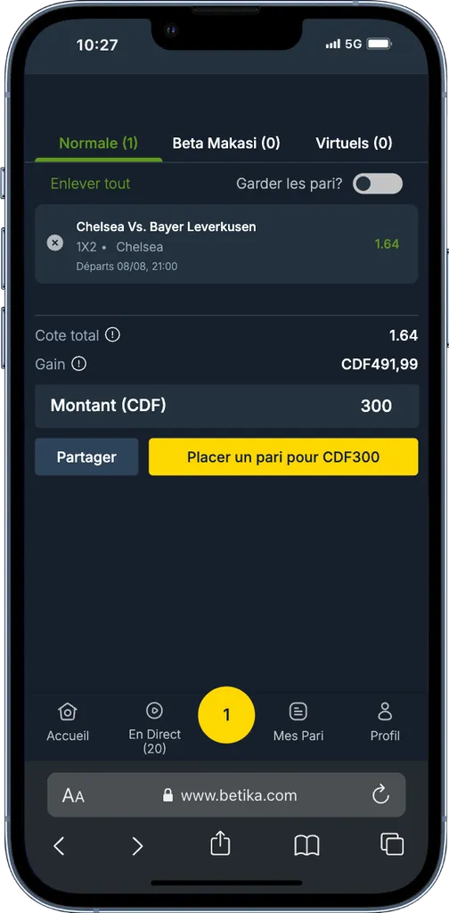 Placer pari APK Betika