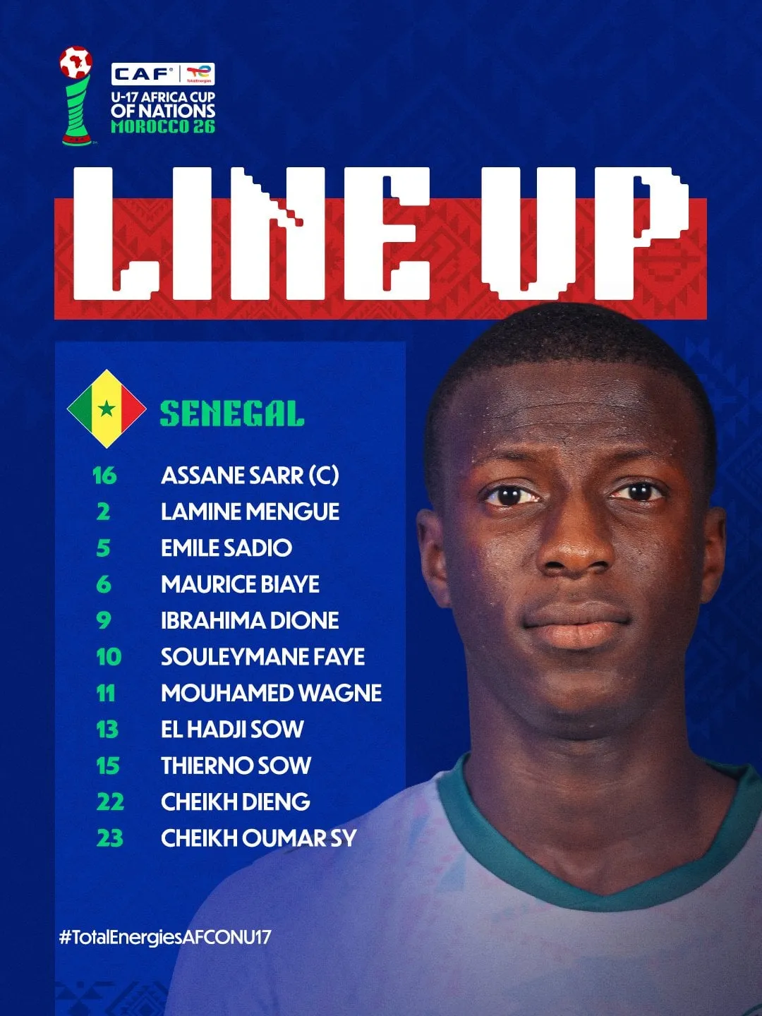 Compo S&eacute;n&eacute;gal U17 contre Maroc U17