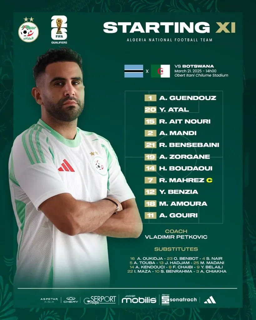 Compo de l&rsquo;Alg&eacute;rie face au Botswana