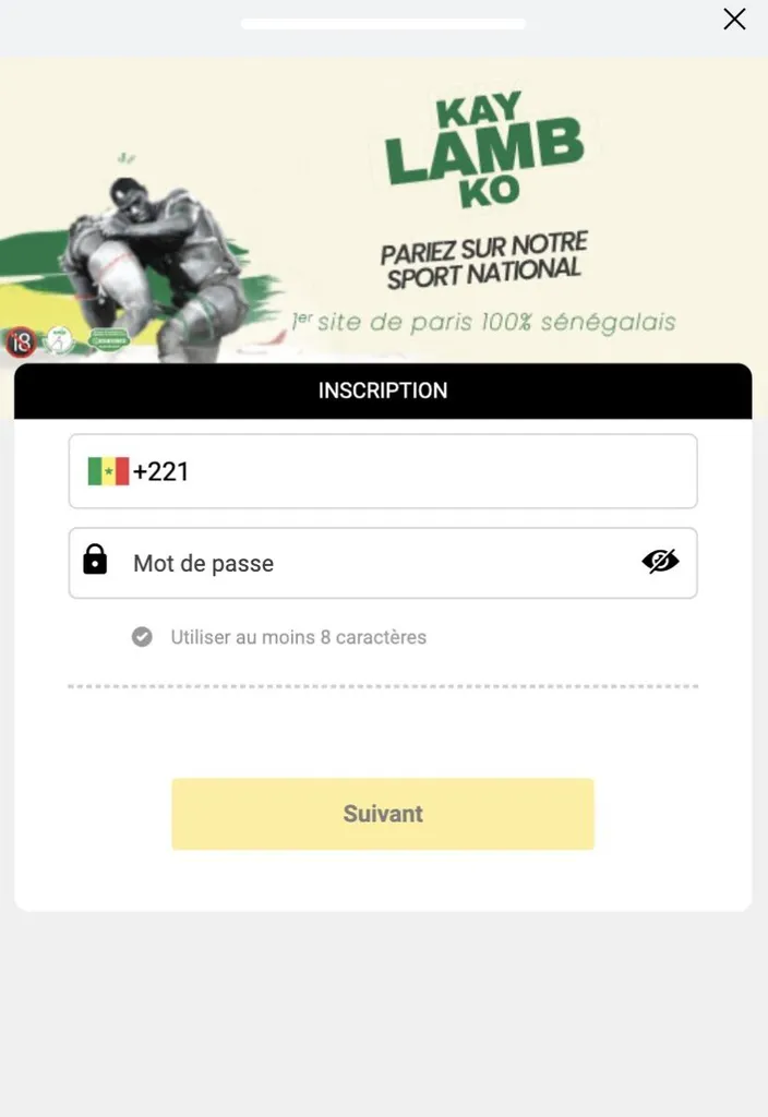 Inscription sur l'APK Sunubet 