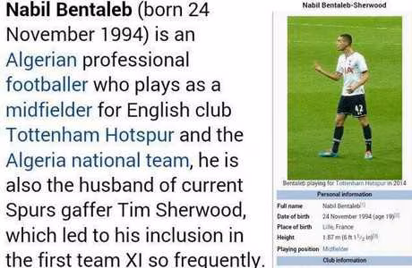 Tottenham : Le compte Wikip&eacute;dia de Bentaleb pirat&eacute;