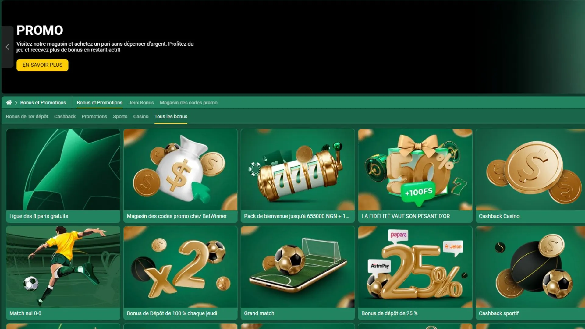 Promotions Betwinner