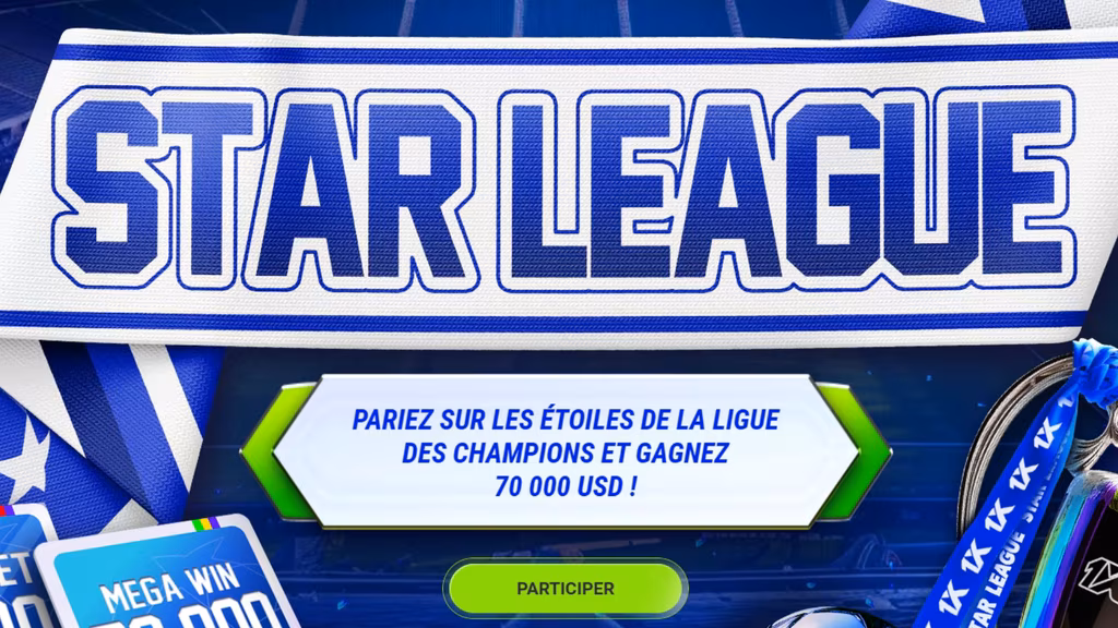 D&eacute;couvrez la promo Star League en vous inscrivant avec le code promo 1xBet