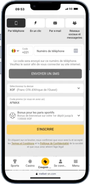 Voici la procédure d'inscription sur Melbet