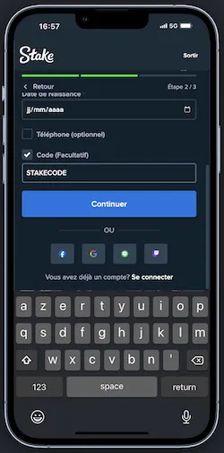 Ouvrir un compte Stake avec le code promo STAKECODE en 2025