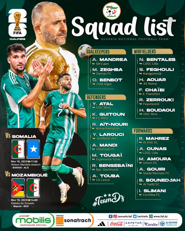 Liste Alg&eacute;rie Somalie Mozambique