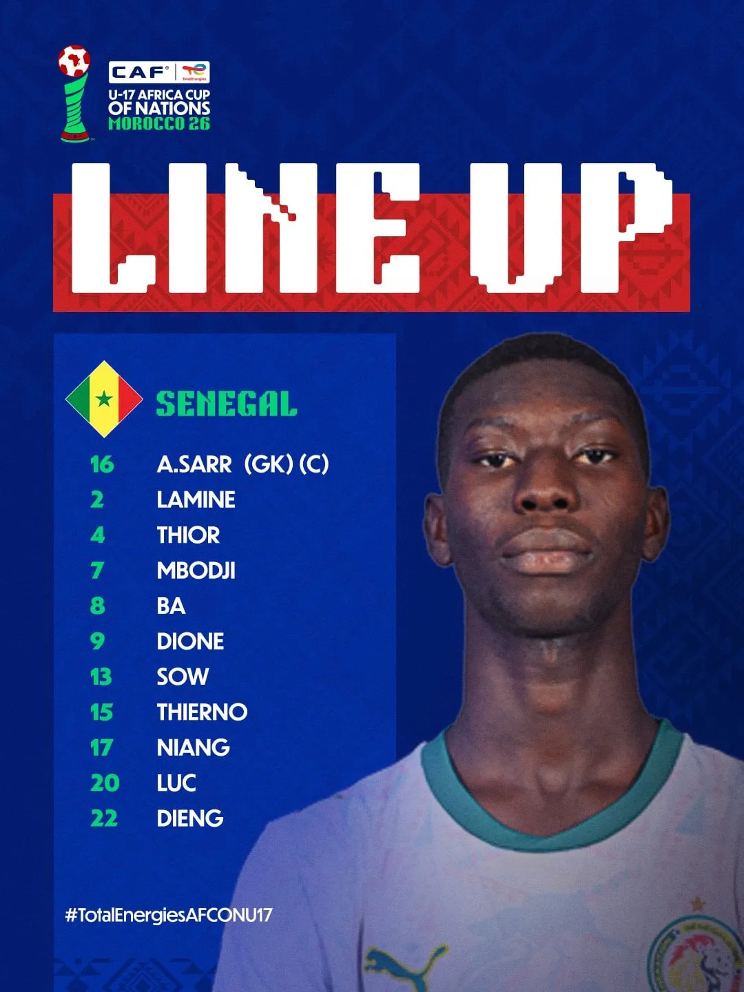 Compo S&eacute;n&eacute;gal U17 contre Afrique du Sud