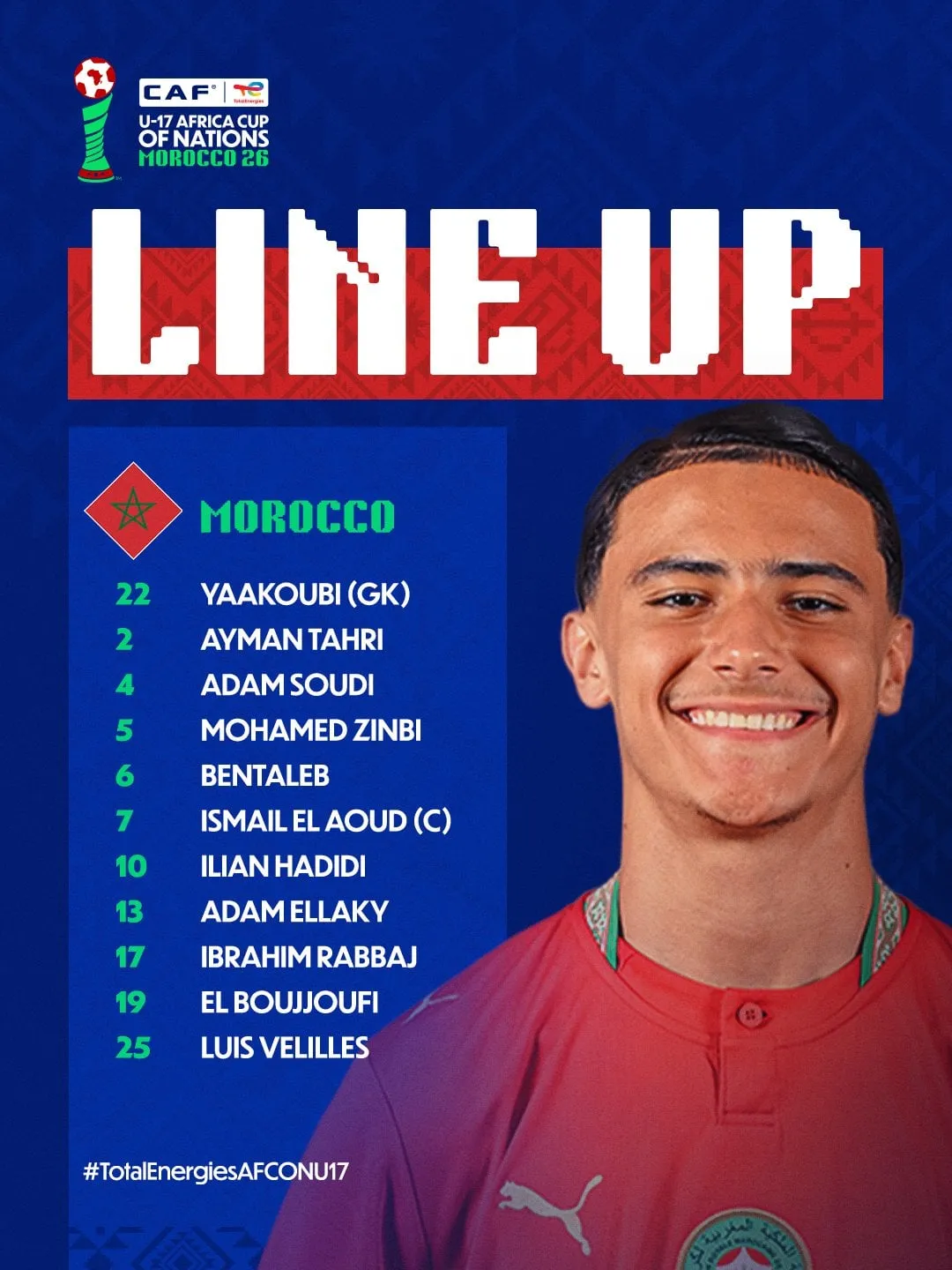 Compo Maroc U17 contre Egypte U17