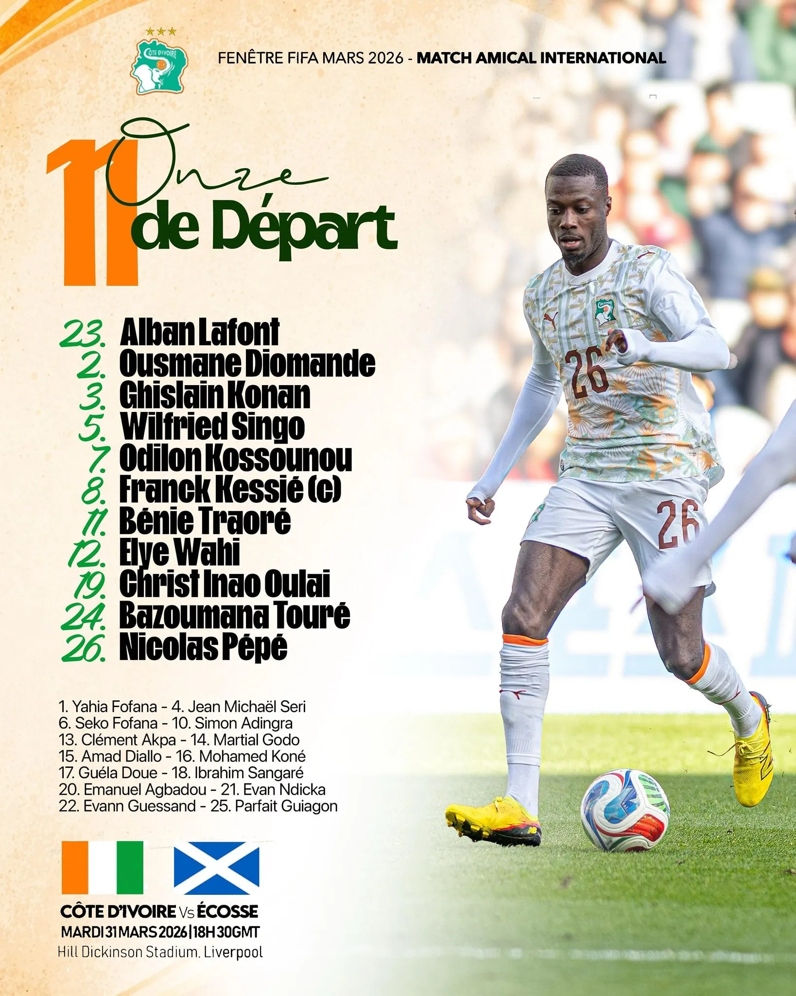 Compo C&ocirc;te d&rsquo;Ivoire contre Ecosse