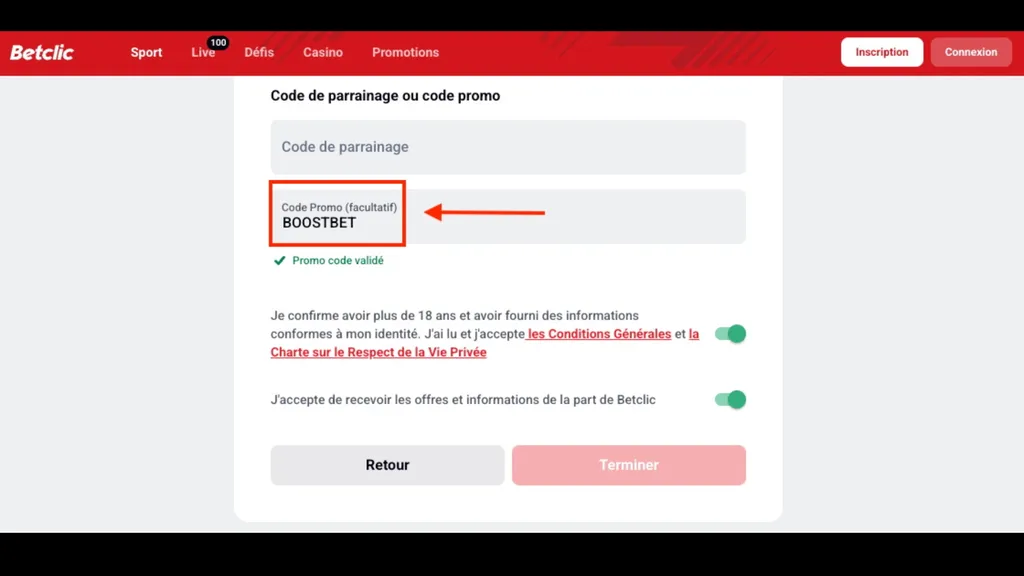 La procédure d'inscription sur Betclic CI est très agréable