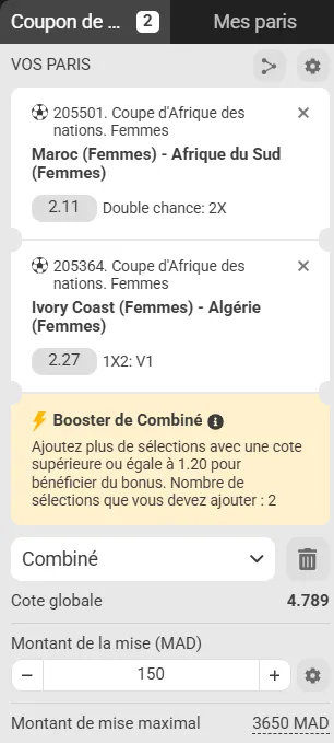 Coupon CAN f&eacute;minine MelBet code promo 2026 bonus sport 

