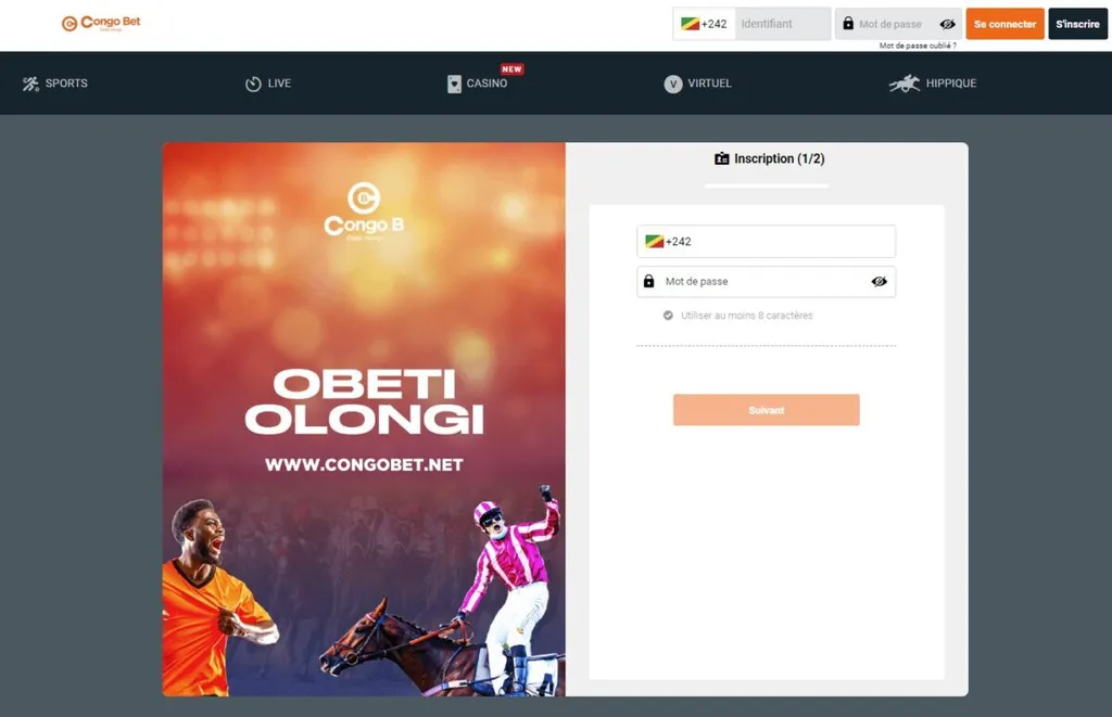 Page inscription Congo Bet