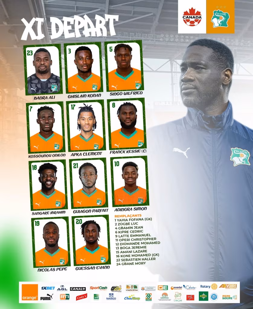 Compo C&ocirc;te d&rsquo;Ivoire contre Canada