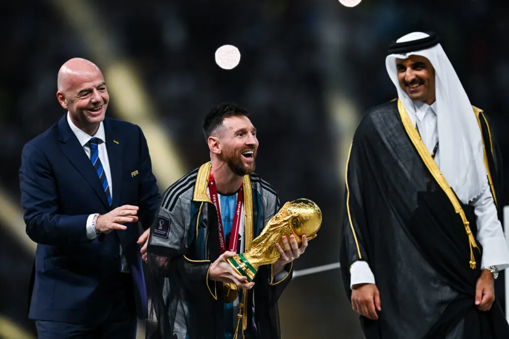 FIFA President Gianni INFANTINO, Emir Qatar, Sheikh Tamim bin Hamad AL THANI, Lionel Messi, Coupe du monde 2022