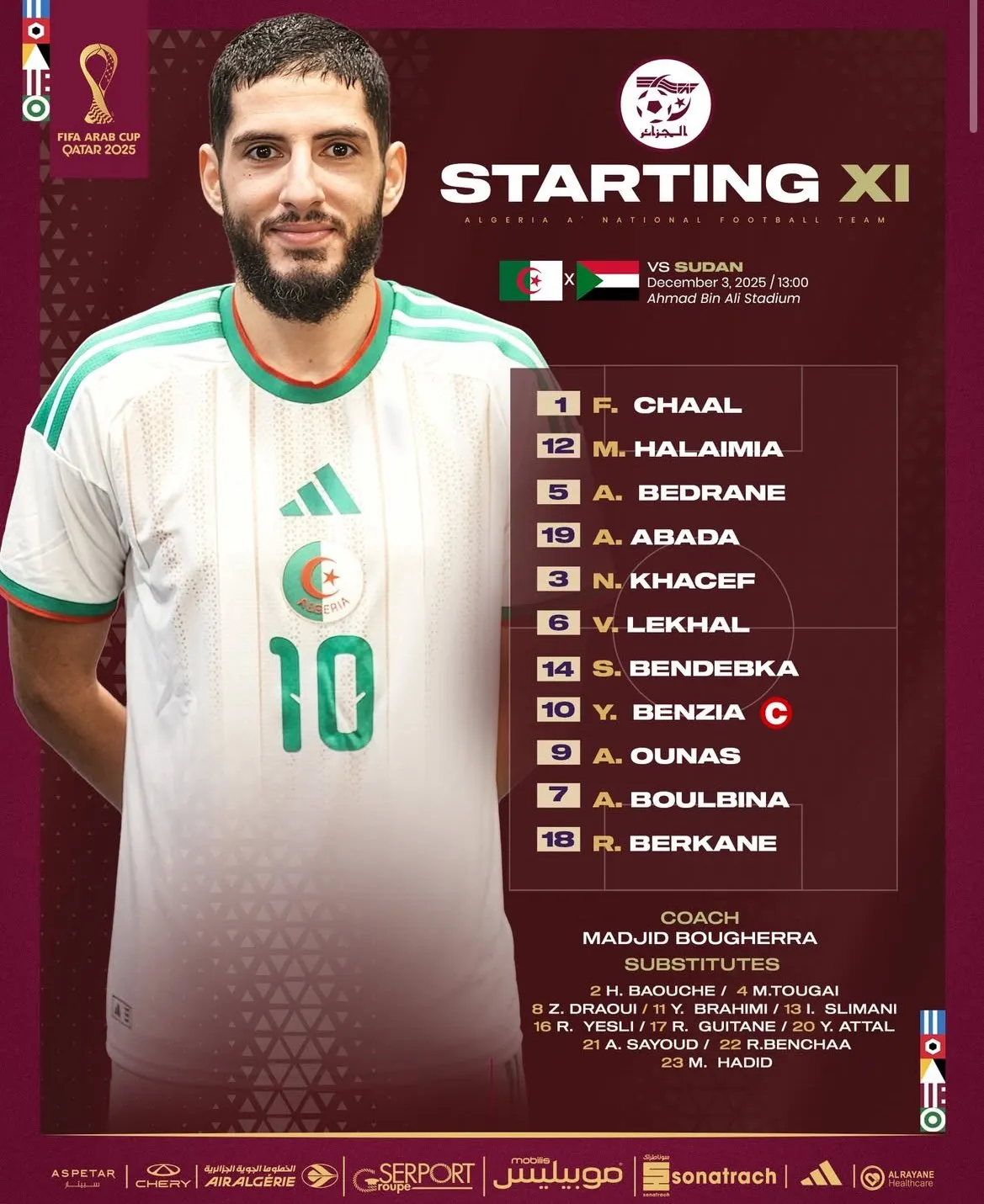 Compo Alg&eacute;rie A&rsquo; contre Soudan