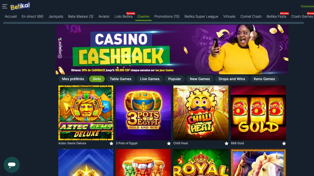 Accédez à une vaste offre de jeu de casino grâce au code promo Betika