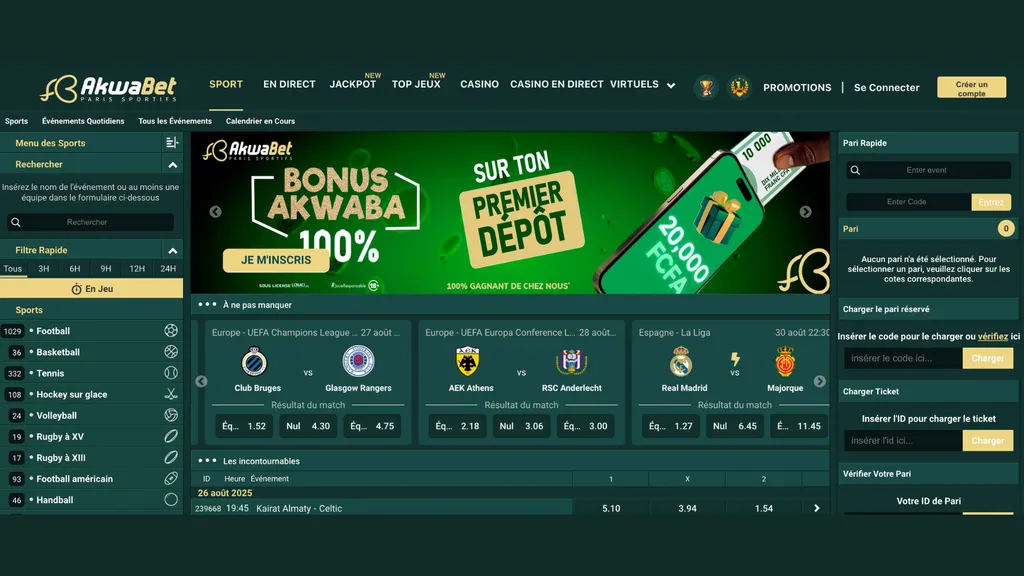 Jouez sur Akwabet depuis la Côte d'Ivoire.