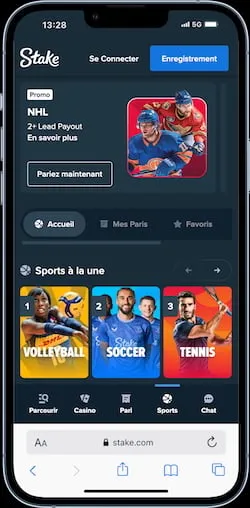 Catalogue des paris sportifs Stake avec football, tennis, F1, MMA et e-sport
